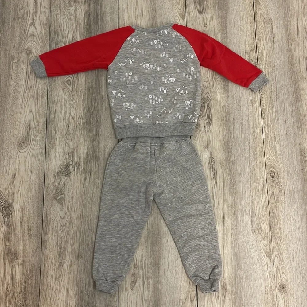 Little Rebels Boys 2t holiday plaid reindeer sweat outfit